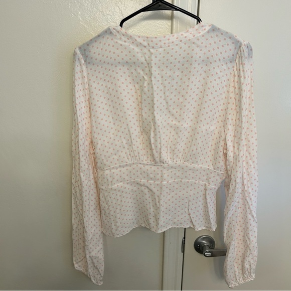 Free People Love Street Top Pink Polka Dots Size Small Blouse Date Night - Picture 8 of 9